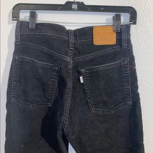 Black Corduroy Levi Straight Leg Jeans